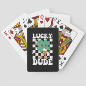 Lucky Dude Shamrock St Patricks Day Irish Groovy Pokerkaarten (Achterkant)