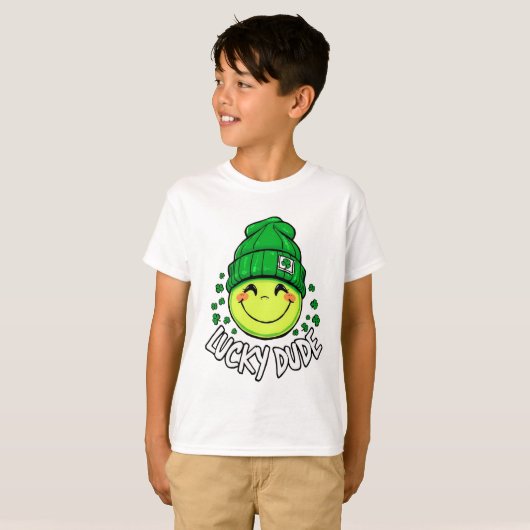 Lucky Dude Smile Face St. Patrick's Day T-shirt (Voorkant volledig)