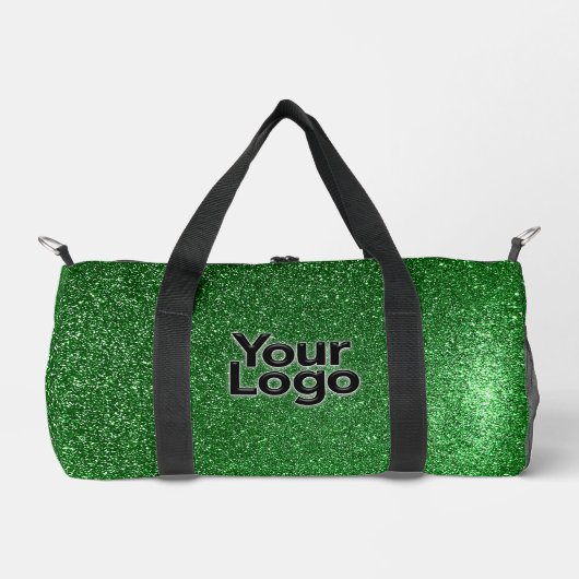 Lucky Emerald Green Glitter Luxe Zakelijke Logo Plunjezak (Voorkant)