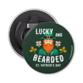 Lucky en Bearded St. Patrick's Day Leprechaun Button Flesopener (Voorkant)