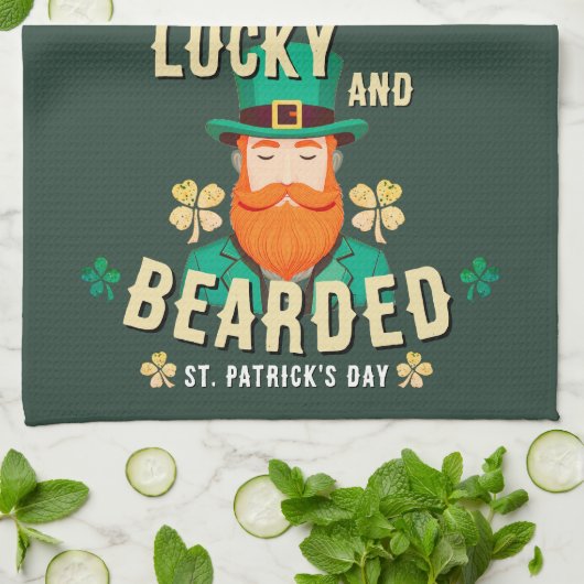 Lucky en Bearded St. Patrick's Day Leprechaun Theedoek (Gevouwen)