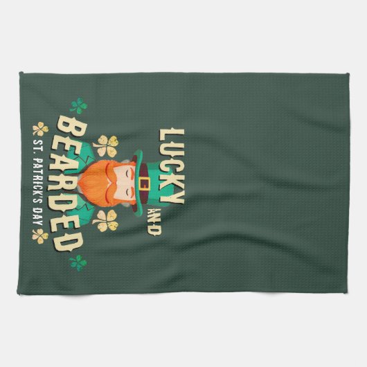 Lucky en Bearded St. Patrick's Day Leprechaun Theedoek (Horizontaal)