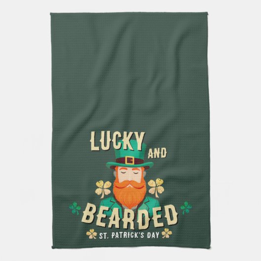 Lucky en Bearded St. Patrick's Day Leprechaun Theedoek (Verticaal)