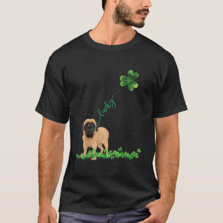 Lucky English Mastiff Dog Shamrock St Patrick day T-shirt