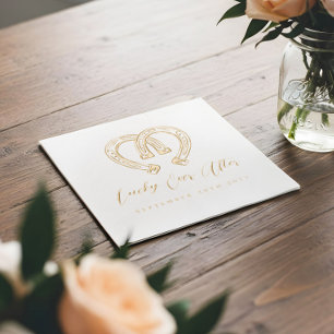 Lucky Ever After Rustic Hoefijzer Hart Bruiloft Folie Servetten