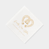 Lucky Ever After Rustic Horseshoe Heart Wedding Folie Servetten (Rechts)