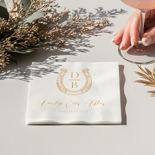 Lucky Ever Na Classy Hoefijzer Monogram Trouwen Folie Servetten