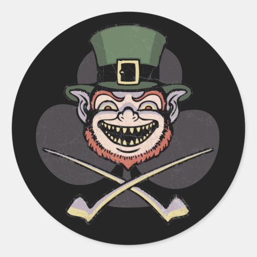 Lucky Evil Leprechaun Ronde Sticker (Voorkant)