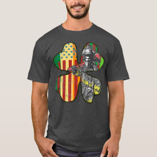 Lucky Firefighter Vier Leaf Clover St Patricks Da T-shirt