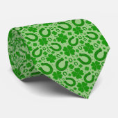 Lucky Four Leaf Clover en Hoefijzer Pattern Stropdas (Opgerold)