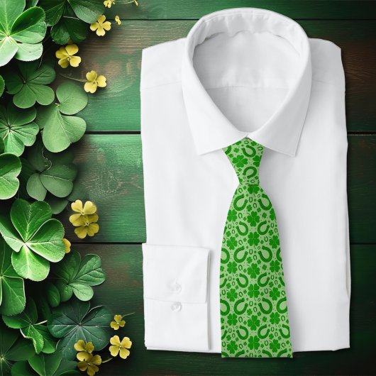Lucky Four Leaf Clover en Hoefijzer Pattern Stropdas