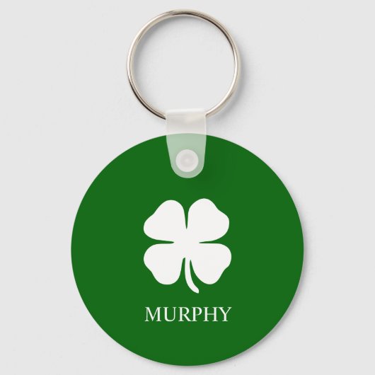 Lucky Four Leaf Clover Green Irish Shamrock Custom Sleutelhanger (Voorkant)