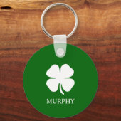 Lucky Four Leaf Clover Green Irish Shamrock Custom Sleutelhanger (Voorkant)