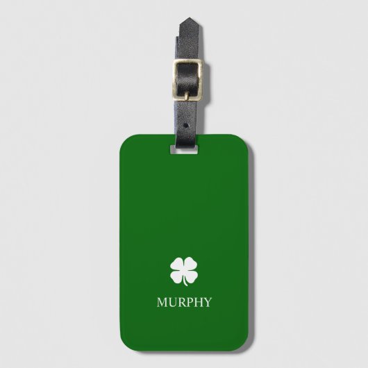 Lucky Four Leaf Clover Green Irish St Patrick's Bagagelabel (Voorkant (verticaal))
