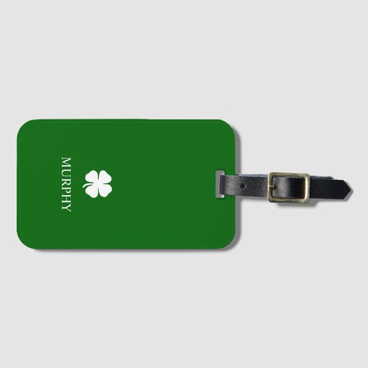 Lucky Four Leaf Clover Green Irish St Patrick's Bagagelabel (Voorkant (horizontaal))