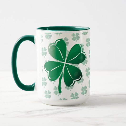 Lucky Four Leaf Clover Irish Shamrock Pattern Golf Mok (Links)