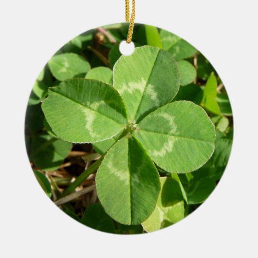 Lucky Four Leaf Clover Keramisch Ornament (Voorkant)