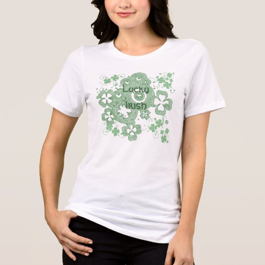 Lucky Four Leaf Clover- Lucky Irish Tri-Blend Shirt (Voorkant)