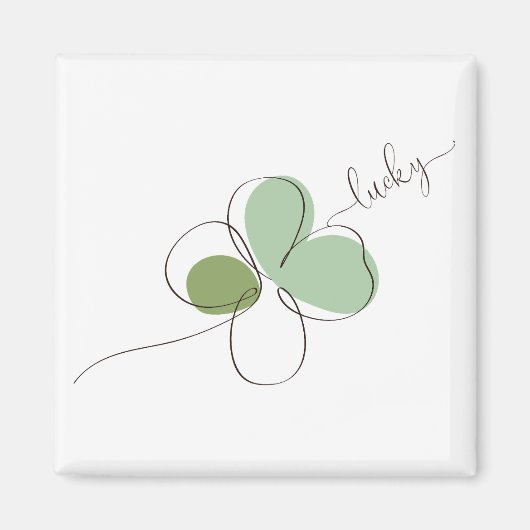 Lucky Four Leaf Clover Minimalist Line Art Magneet (Voorkant)