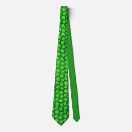 Lucky Four Leaf Clover Pattern Green Irish Stropdas (Voorkant)