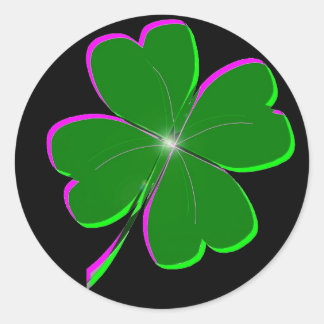Lucky Four Leaf Clover Ronde Sticker
