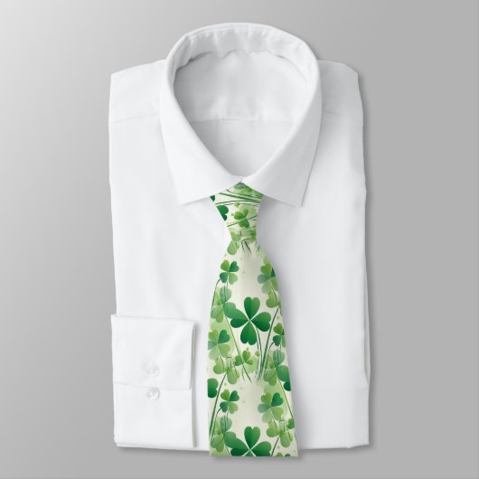 Lucky Four Leaf Clover Shamrock Dubbelzijdig Stropdas (Gebonden)
