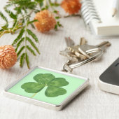 Lucky Four-Leaf Clover Shamrock Sleutelhanger (Zijkant)