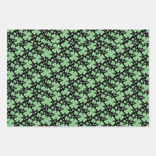 Lucky Four Leaf Clover St. Patrick Irish Inpakpapier Vel (Voorkant 2)