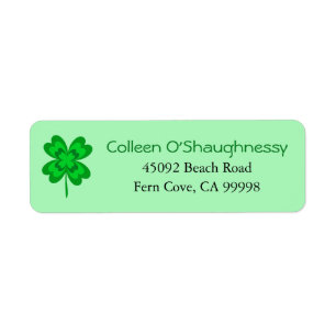 Lucky Four Leaf Clover St. Patrick's Day Shamrock Etiket