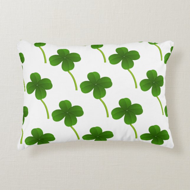 Lucky Four Leaf Clovers Accent Kussen (Voorkant)