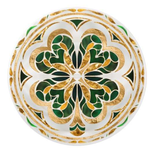 Lucky Four-leaf klaver luxe Keramische Knop (Voorkant)