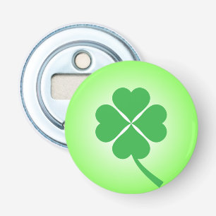 Lucky Four Leaf Shamrock Design-87906 Button Flesopener