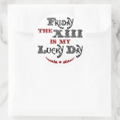 Lucky Friday le 13ème Sticker blanc rond (Sac)