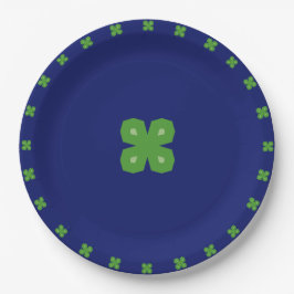 Lucky Geometric four-Leaf Clovers op Blue Papieren Bordje