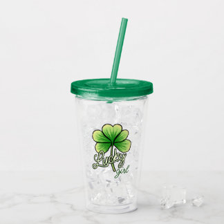 Lucky Girl Clover St. Patrick's Day Acryl Drinkbeker