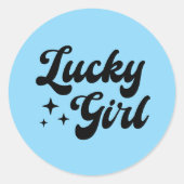 Lucky Girl Ronde Sticker (Voorkant)
