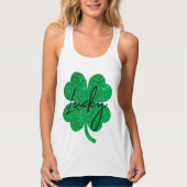 Lucky glitter 4 bladklaver tanktop (Voorkant)