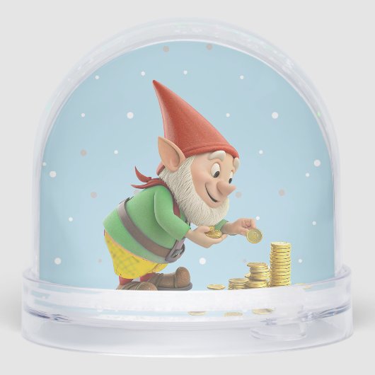 Lucky Gnome Elf with Gold Coins Snow Globe (Arrière)