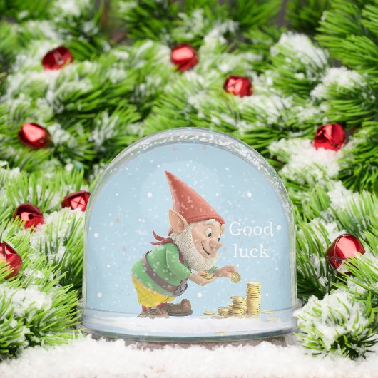 Lucky Gnome Elf with Gold Coins Snow Globe Sneeuwbol (Kerstmis)