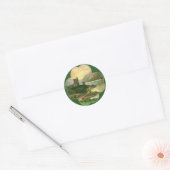  Lucky Gold Shamrock met een Iers Castle Ronde Sticker (Envelop)
