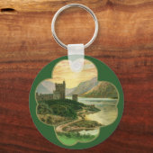 Lucky Gold Shamrock met een Iers Castle Sleutelhanger (Achterkant)