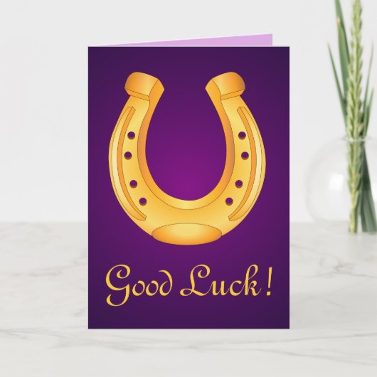 Lucky Golden Hoefijzer Good Luck Deep Paars Kaart (Voorkant)