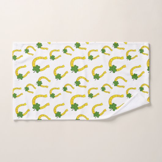 Lucky Golden Hoefijzer met Shamrock op White Bad Handdoek (Handdoek)