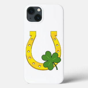 Lucky Golden Hoefijzer met Shamrock op White iPhone 13 Hoesje