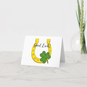 Lucky Golden Hoefijzer met Shamrock   Tekst toevoe Bedankkaart