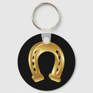 Lucky golden hoefijzer sleutelhanger