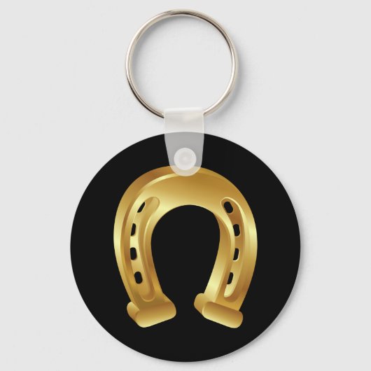 Lucky golden hoefijzer sleutelhanger (Voorkant)
