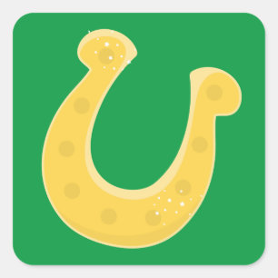 Lucky golden hoefijzer vierkante sticker
