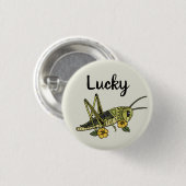 Lucky Grasshopper Pin Ronde Button 3,2 Cm (Voorkant /achterkant)