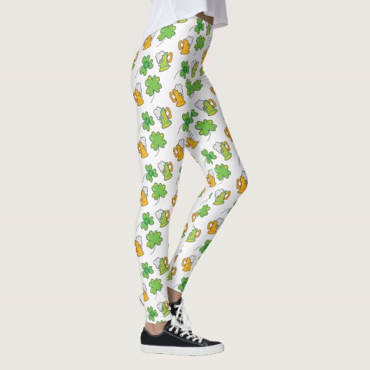 Lucky Green Beer en shamrocks St. Patrick's Day Leggings (Rechts)